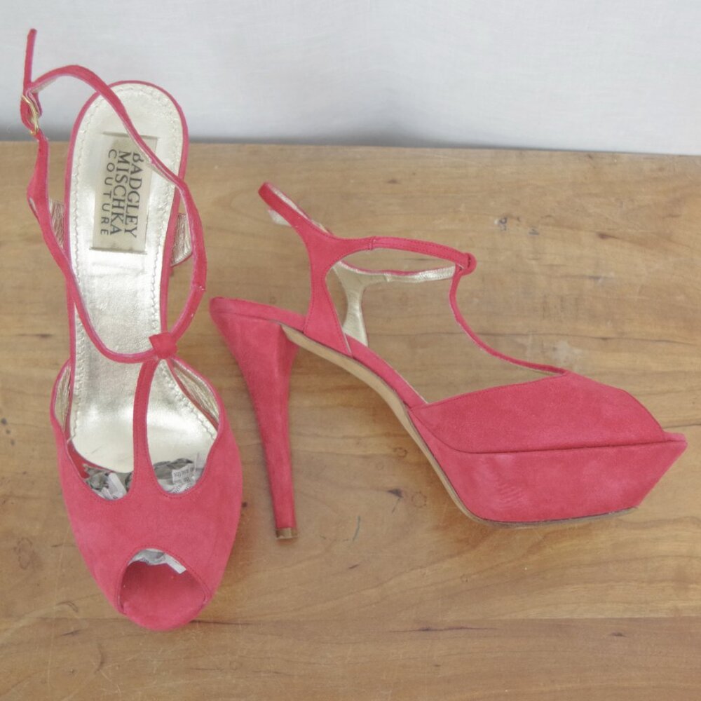 Badgley Mischka Couture Suede Platform Italian Made Heels 9M
